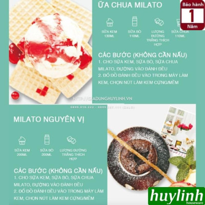 Máy làm kem gia đình trực tiếp Tiross TS9091 - Dung tích 1 lít - Hàng chính hãng