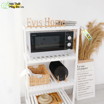 Kệ Lò Vi Sóng OVEN RACK - Thiết Kế 4 Tầng Sang Trọng - Chất Liệu Gỗ Thông - Dễ Dàng Lắp Ráp - Có 2 Màu Sắc