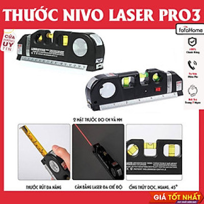Dụng Cụ Thước Nivo, Căn Mực Laser Thước Kéo 2,5M 4in1 Laser Level Pro 3