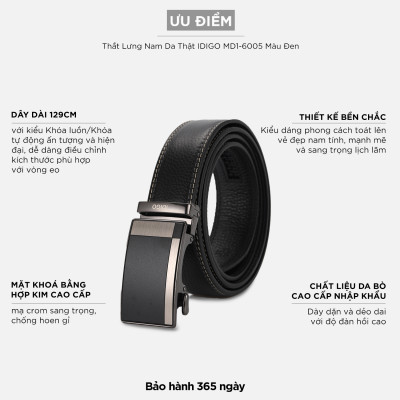 Thắt Lưng Nam Da Thật IDIGO MD1 - 6005 Màu Đen