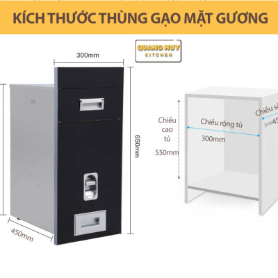 Thùng gạo âm tủ mặt gương chất lượng giá tốt cam kết giao đúng màu