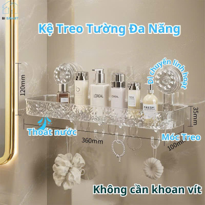 Kệ Để Đồ Phòng Tắm Cốc Hút Chắc Chắn, Chất Liệu PET, Móc Treo Tiện Lợi - HÀNG CHÍNH HÃNG MINIIN