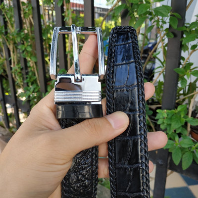 Thắt Lưng Cá Sấu Liền [Mặt Khóa Đầu Kim Cổ Điển] Đan Viền Thủ Công Rất Đẹp!