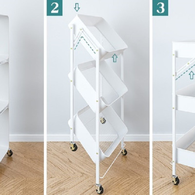 Kệ Để Đồ Đa Năng Gấp Gọn 3 Tầng Có Bánh Xe Cao Cấp