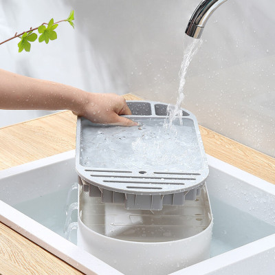 Kệ Đựng Đồ Nhà Bếp  E2114 Có Ngăn Cài Dao, Đựng Đũa Thìa - Kệ Có 6 Ngăn Đựng Gia Vị Cao Cấp