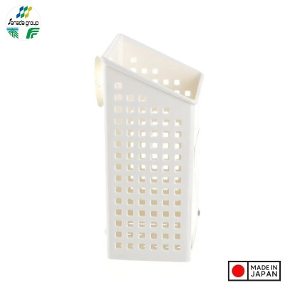 Giỏ đựng đũa thìa có núm hít chân không - Màu trắng - Hàng Nội địa Nhật Bản