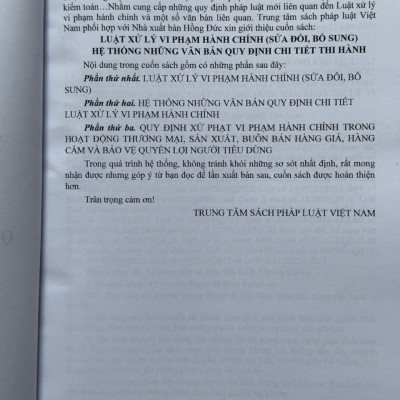 Sách Luật Xử Lý Vi Phạm Hành Chính sđ, bs 2024 – Hệ Thống Những Văn Bản Quy Định Chi Tiết Thi Hành (V2556T)