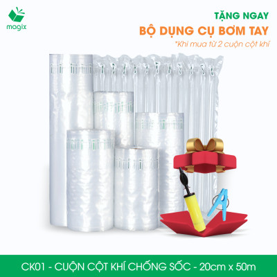 Cuộn cột khí chống sốc - 20cm x 50m - Xốp hơi, đệm hơi đóng gói hàng dễ vỡ - CK01