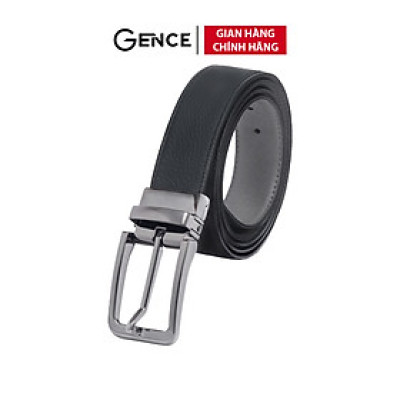 Thắt Lưng Nam Khóa Cài Xoay Hai Mặt GENCE LG41 Da Bò Cao Cấp Phối Phụ Kiện Đen