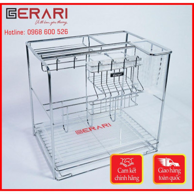 {Hàng chính hãng} Kệ dao thớt chai lọ Gerari nan dẹt Inox 304 bóng mờ cao cấp