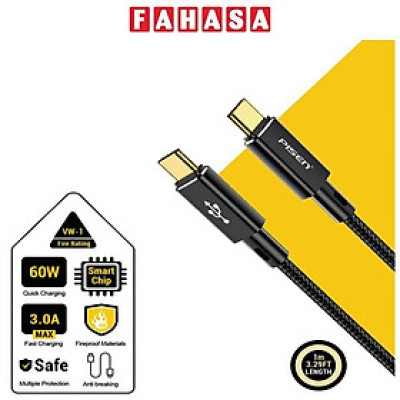 Cáp Sạc Nhanh Pisen Quick Platinum USB-C (C-C) PD 60W 1m