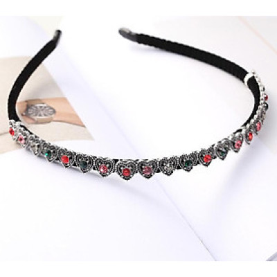 Cài tóc đen đính đá hình trái tim đá nhiều màu