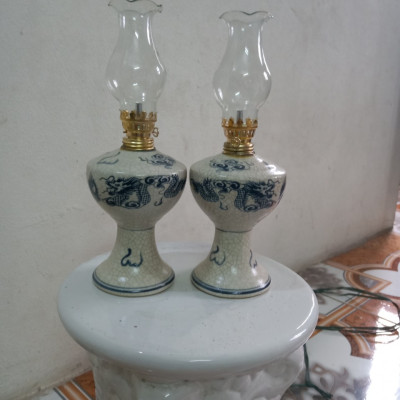 Bộ 02 đèn thờ gốm sứ Bát Tràng