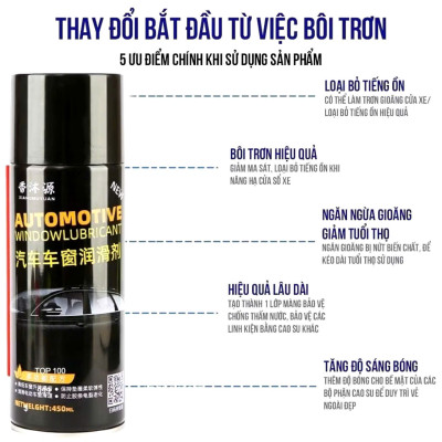 Xịt Dưỡng Gioăng Cao Su Ô Tô, Chống Kẹt Cửa Kính Hiệu Quả - Silicon Spray [AUTOMOTM] 450ml ,  đèn trang trí
