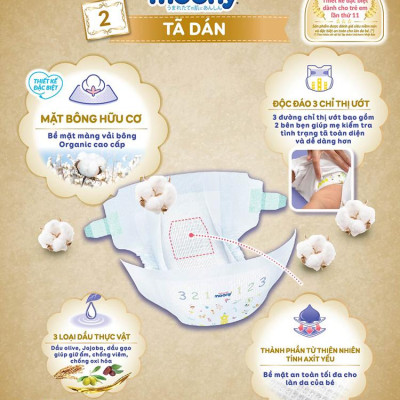 Tã/Bỉm dán Moony Natural Size S- 58 miếng( bé 4- 8kg)