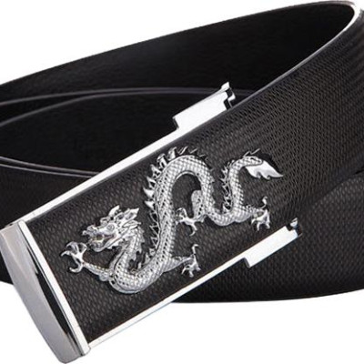 Dây nịt nam hình con rồng DN31 - Dây Đen, Mặt Bạc