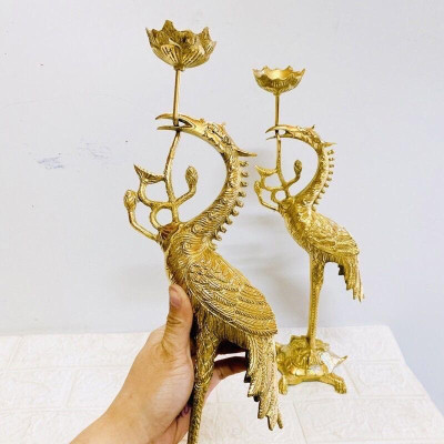 ĐÔI HẠC ĐỒNG CAO 42 CM NẶNG 3 KG CHẤT LIỆU BẰNG ĐỒNG 