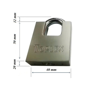 Ổ khóa TOPLEX 1203-40mm an toàn, chống cắt, chống chìa giả, chất liệu hợp kim thép, lõi hợp kim đồng.