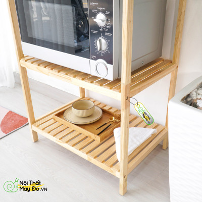 Kệ Lò Vi Sóng OVEN RACK - Thiết Kế 3 Tầng - Chất Liệu Gỗ Thông - Dễ Dàng Lắp Ráp - Có 2 Màu Sắc Lựa Chọn