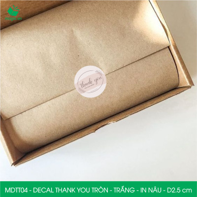 MDTT04 - D2.5cm -1000 Sticker Thank you, decal Thank you tròn dán hộp carton, tem cám ơn, nhãn dán cảm ơn trang trí gói hàng