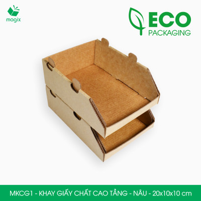 MKCG1 - 20x10x10 cm - 10 Khay giấy chất cao tầng bằng giấy carton siêu cứng, kệ giấy đựng đồ văn phòng, khay đựng dụng cụ, khay linh kiện, kệ phân loại dụng cụ