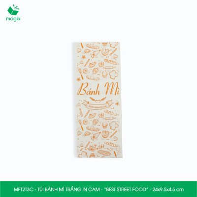  MFT2T3C - 24x9.5x4.5 cm - 100 túi giấy đựng bánh mì, túi đựng thức ăn mang đi, túi take away