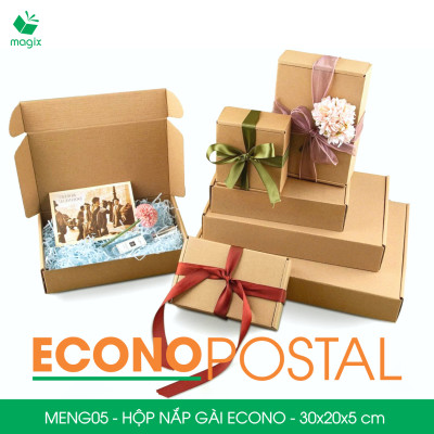 MENG05 - 30x20x5 cm - 100 Hộp carton nắp gài đóng hàng giá rẻ, hộp gói hàng, hộp quà thời trang