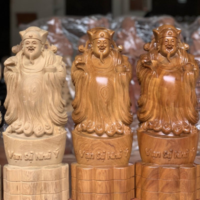 Tượng phật ông thần tài bằng gỗ hương đá kt 30×12×8cm