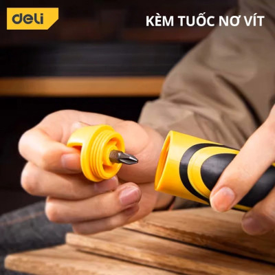 Bay sủi sơn DELI TOOLS 26cm - 36cm đuôi tua vít Màu vàng - Xẻng dao cạo sàn, vệ sinh tường, sủi sơn siêu sắc