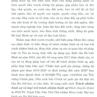 TRÁCH NHIỆM HÌNH SỰ VÀ LOẠI TRỪ TRÁCH NHIỆM HÌNH SỰ (Sách chuyên khảo) (Tái bản lần thứ hai, có sửa chữa, bổ sung)