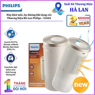 Máy khử mùi, lọc không khí dạng cốc. Thương hiệu Hà Lan cao cấp Philips 3602. Hàng chính hãng