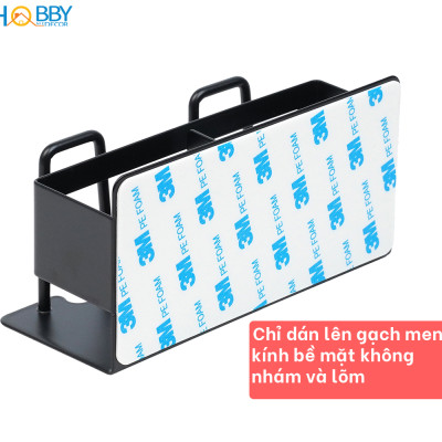 Kệ đựng bàn chải kem đánh răng 2 ngăn màu đen Hobby home decor CD3B