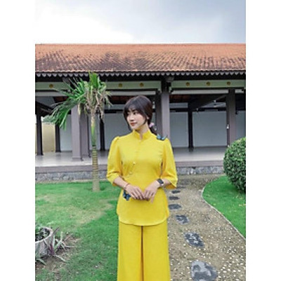 Đồ lam đi chùa cao cấp AL031 kết cườm thêu bướm cực đẹp