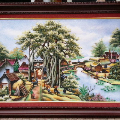 Tranh đá tự nhiên - Phong cảnh làng quê