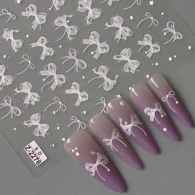 Tổng Hợp Sticker 5D Hot Hit Làm Nail Siêu Xinh Hình Dán Móng Tay Nơ Ren Hàn Quốc Bướm Nổi Hoa Nhiều Màu Labubu Nữ Women