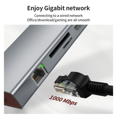 Bộ HUB TEEMO PC Gentlemen Chia 12 Cổng USB Type C To HDMI PD Dùng Cho Laptop Surface Macbook IPad Điện Thoại - Hàng Chính Hãng