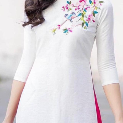 Áo Dài Thêu Truyền Thống Lụa Tô Châu Cao Cấp - Áo Dài Mian ( hình thật )