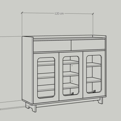 [Happy Home Furniture] MEYDAN, Tủ giày 3 cánh mây, 120cm x 34cm x 100cm ( DxRxC), TCM_057