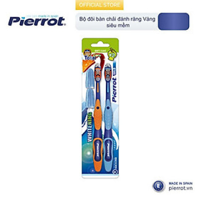 [ Mua 2 tặng 1 set kit ] Bộ đôi bàn chải đánh răng Pierrot Gold siêu mềm mịn