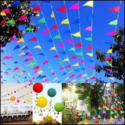 Cờ Đuôi Nheo Trang Trí Ngoài Trời - Dài 10m 30 Lá , Cờ Dây Tam GIác Chất Liệu Polyester, Sử Dụng Lâu Dài, Tái Sử Dụng - HÀNG CHÍNH HÃNG MINIIN