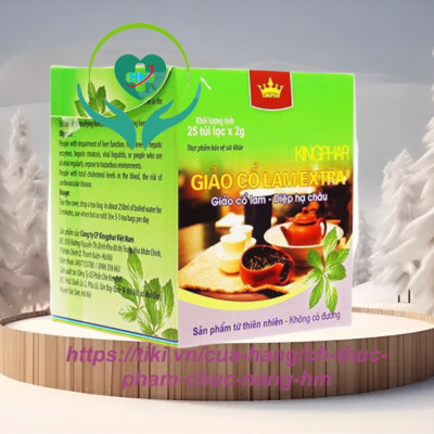 ￼Trà giảo cổ lam Extra 20 Túi Kingphar -  Giúp hạ mỡ máu, giảm cholesterol toàn phần, ngăn ngừa xơ vữa mạch máu