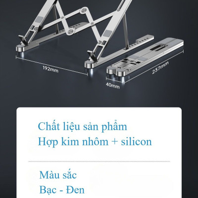 Giá Đỡ Laptop Hợp Kim Nhôm Cao Cấp Gấp Gọn CRAZY COOL, Giúp Tản Nhiệt Laptop, Macbook, Máy Tính Xách Tay - 10 Vị Trí Điều Chỉnh Góc Độ - Hàng Chính Hãng