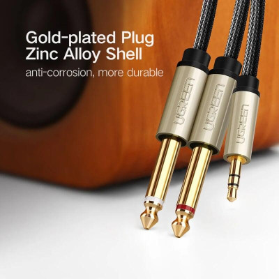 Ugreen UG40794AV126TK 5M Màu Đen Cáp âm thanh 2 đầu 6.5mm dương sang 3.5mm dương cao cấp - HÀNG CHÍNH HÃNG