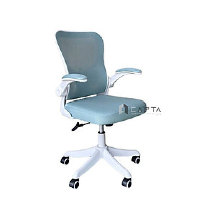 Ghế nhân viên nhỏ gọn CE4562-2M Nội thất Capta Ghế làm việc màu xanh màu hồng lưng lưới thoáng nệm vải chân nhựa xoay hcm