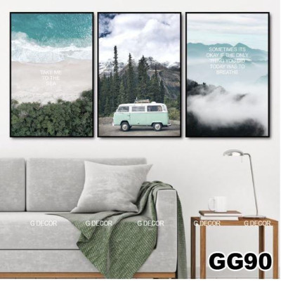 Tranh treo tường canvas khung gỗ 3 bức phong cách hiện đại Bắc Âu tranh decor trang trí phòng khách phòng ngủ spa 39