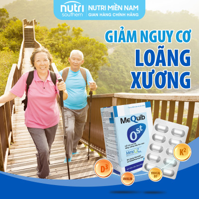 Vitamin D3 K2 MK7 MenaQ7 Và Canxi MEQUIB OST - Hỗ Trợ Tăng Cường Hấp Thu Canxi, Tăng Trưởng Chiều Cao và Phòng chống loãng xương (hộp 60 viên)