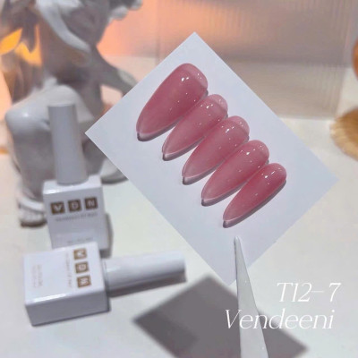 Sơn Gel Màu Thạch Hồng VENDEENI T12-7 Làm Nail Siêu Xinh, Đậm Mướt, Lên Màu Chuẩn, Bền Bóng Nữ Women