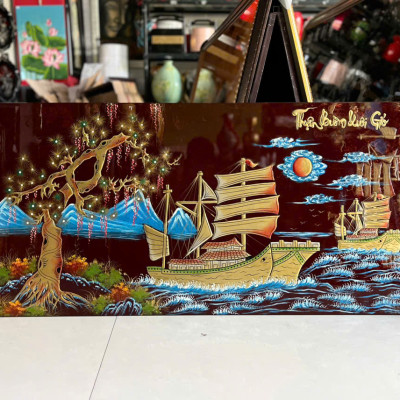 Tranh sơn mài - THUẬN BUỒM XUÔI GIÓ - Đắp nổi cao cấp - Ý nghĩa Phong Thủy