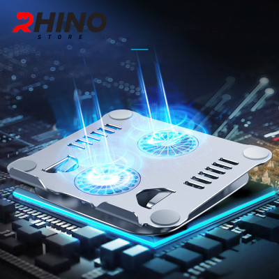 Kệ đỡ Laptop 2 quạt tản nhiệt Rhino KL202, giá đỡ máy tính nhôm cao cấp, gấp gọn - Hàng chính hãng