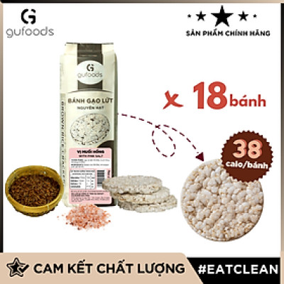 Bánh gạo lứt GUfoods vị Muối hồng -  Không chiên dầu, Không đường, Lành mạnh, Phù hợp Eat clean, Ăn vặt healthy, Thực dưỡng, Tập gym, Thuần chay